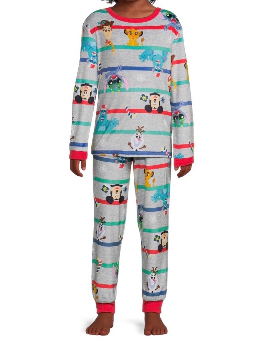 Disney 100 Boys' Cute Stripe Long Sleeve Top and Pants, 2-Piece Sleep Set